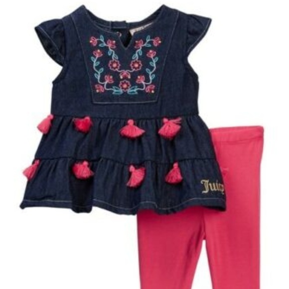 Juicy Couture Other - Juicy Couture Embroidered Denim 2 Piece Set